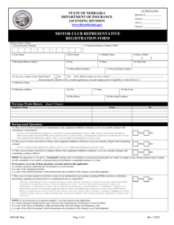 Document preview: Motor Club Representative Registration Form - Nebraska