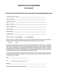 Certificate of Insurance - Tree Surgery - Mississippi, Page 2