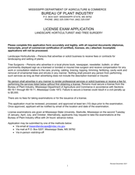 License Exam Application Landscape - Horticulturist and Tree Surgery - Mississippi