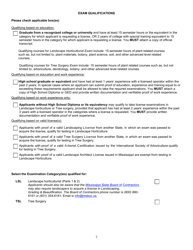 License Exam Application Landscape - Horticulturist and Tree Surgery - Mississippi, Page 2