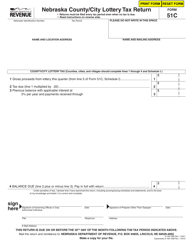 Document preview: Form 51C Nebraska County/City Lottery Tax Return - Nebraska