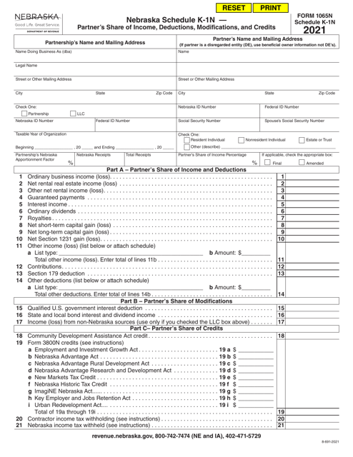 Form 1065N Schedule K-1N 2021 Printable Pdf