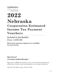 Form 1120N-ES Nebraska Corporation Estimated Income Tax Worksheet - Nebraska