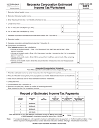 Form 1120N-ES Nebraska Corporation Estimated Income Tax Worksheet - Nebraska, Page 4