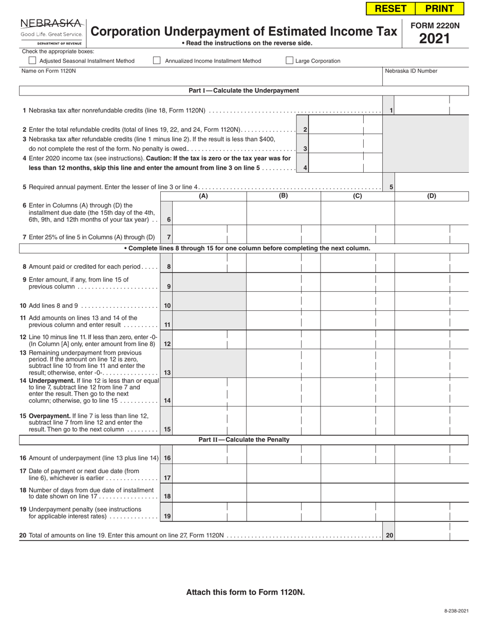 Form 2220N 2021 Fill Out, Sign Online and Download Fillable PDF