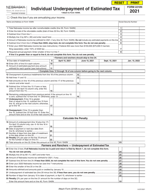 Form 2210N 2021 Printable Pdf