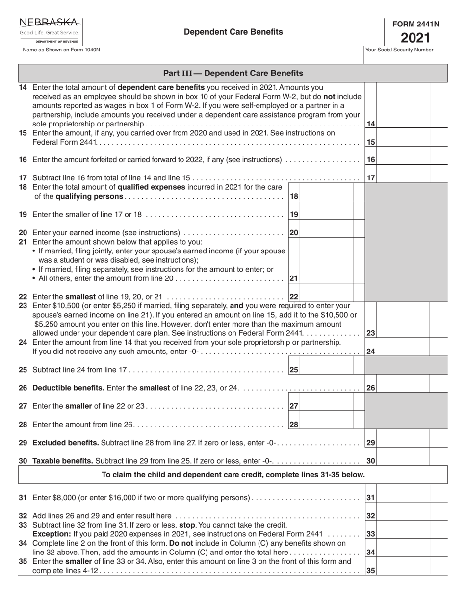 Form 2441N - 2021 - Fill Out, Sign Online and Download Fillable PDF ...