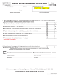 Document preview: Form E911XN Amended Nebraska Prepaid Wireless Surcharge Return - Nebraska