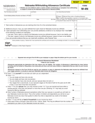 Form W-4N Nebraska Withholding Allowance Certificate - Nebraska