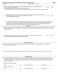 Form MTCA-A Nebraska Advantage Microenterprise Tax Credit Act Application - Nebraska, Page 2