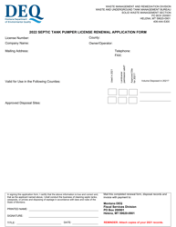 Document preview: Septic Tank Pumper License Renewal Application Form - Montana, 2022