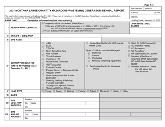 Document preview: Montana Large Quantity Hazardous Waste (Hw) Generator Biennial Report - Montana, 2021