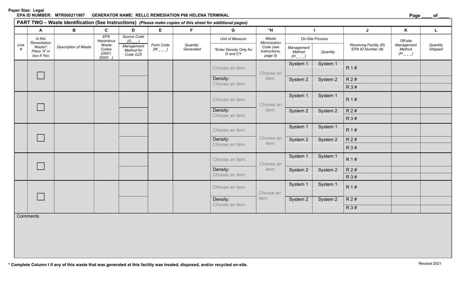 2021 Montana Montana Large Quantity Hazardous Waste (Hw) Generator Biennial Report Fill Out