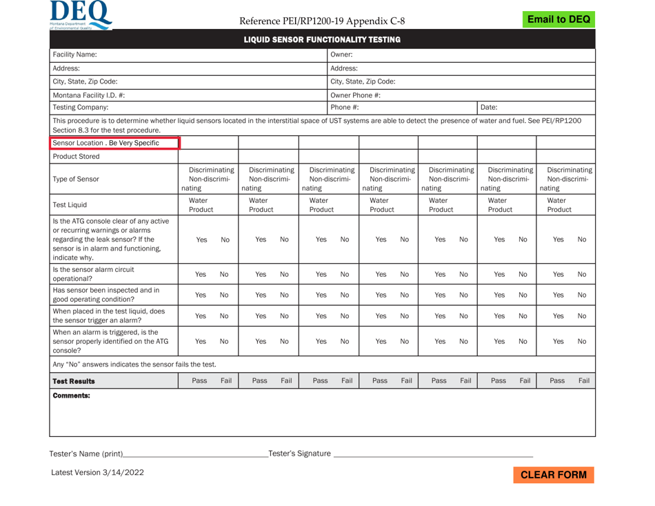 Appendix C-8 Liquid Sensor Functionality Testing - Montana, Page 1