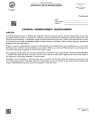 Document preview: Form 2069-EM Parental Reimbursement Questionnaire - Nevada