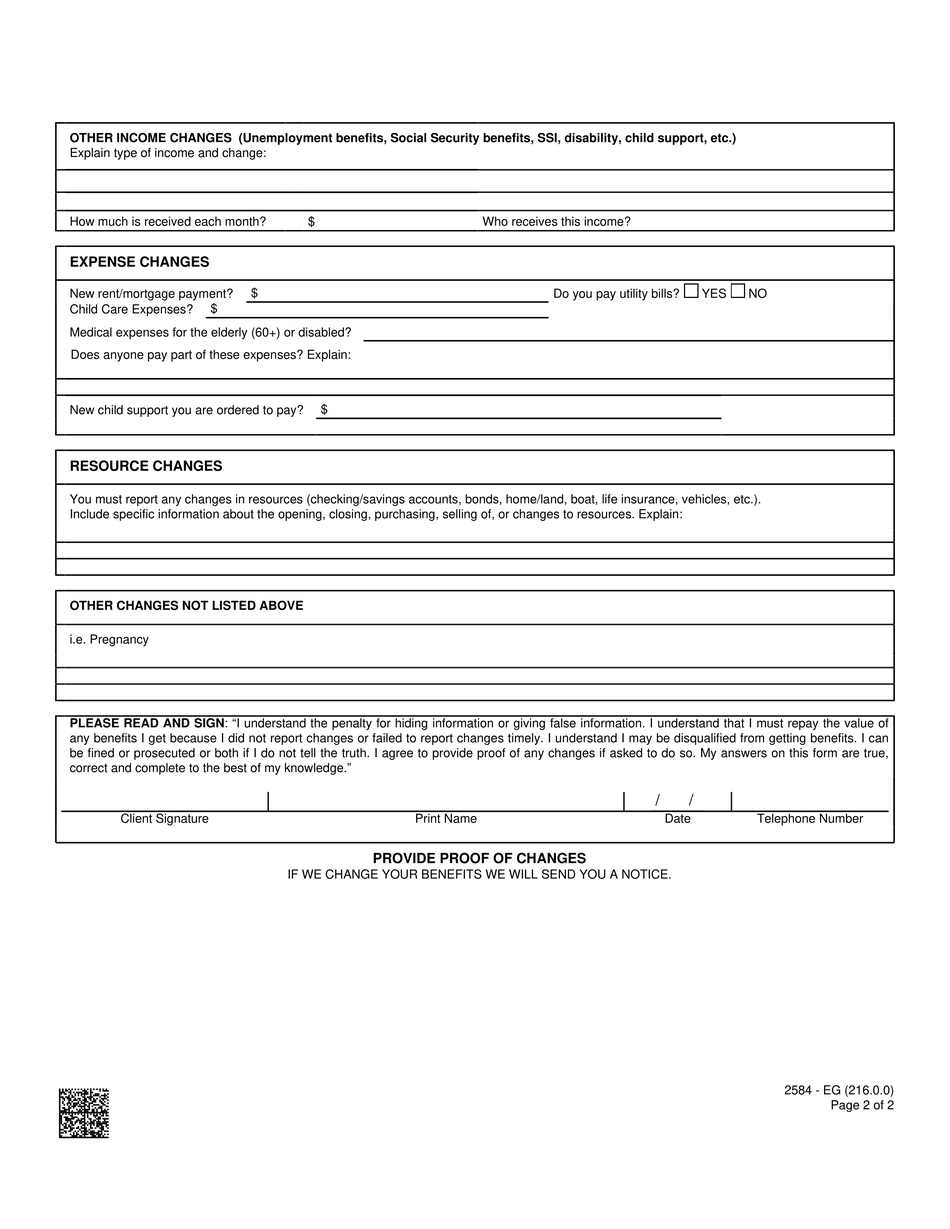 Form 2584 Eg Download Fillable Pdf Or Fill Online Change Report Form