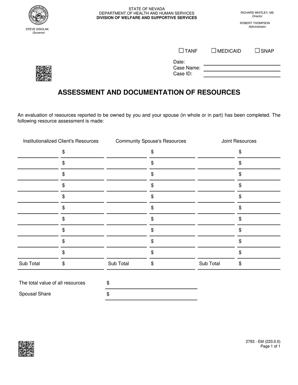 Form 2793-EM Download Fillable PDF Or Fill Online Assessment And ...