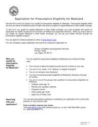 Document preview: Form 2990-EM Application for Presumptive Eligibility for Medicaid - Nevada