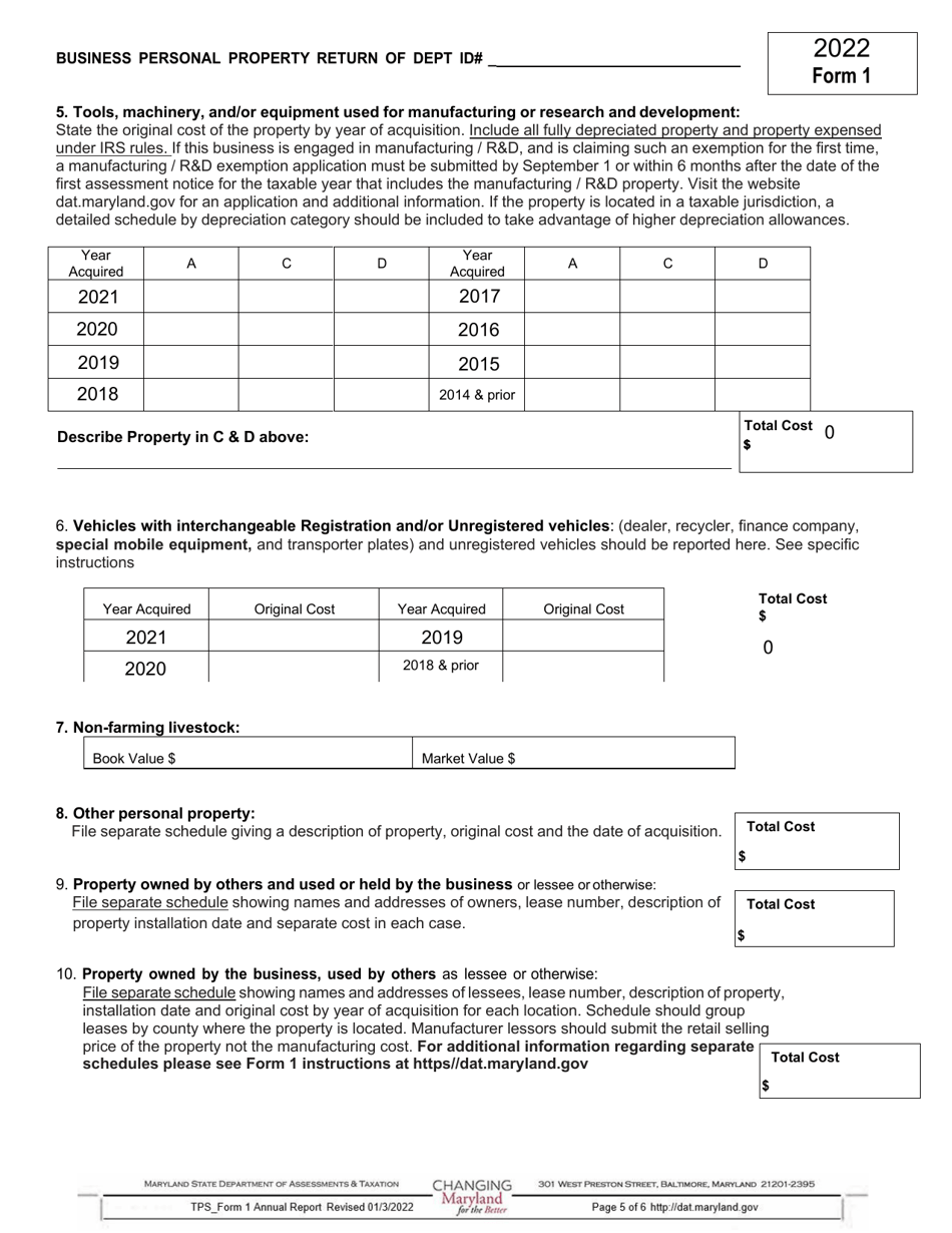 Form 1 Annual Report - Maryland, Page 5