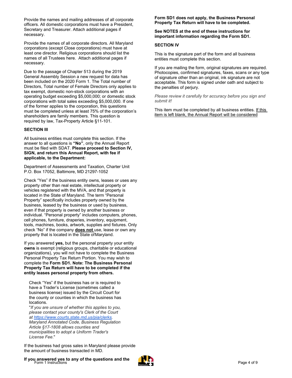 Instructions for Form 1 Annual Report  Business Personal Property Return - Maryland, Page 4