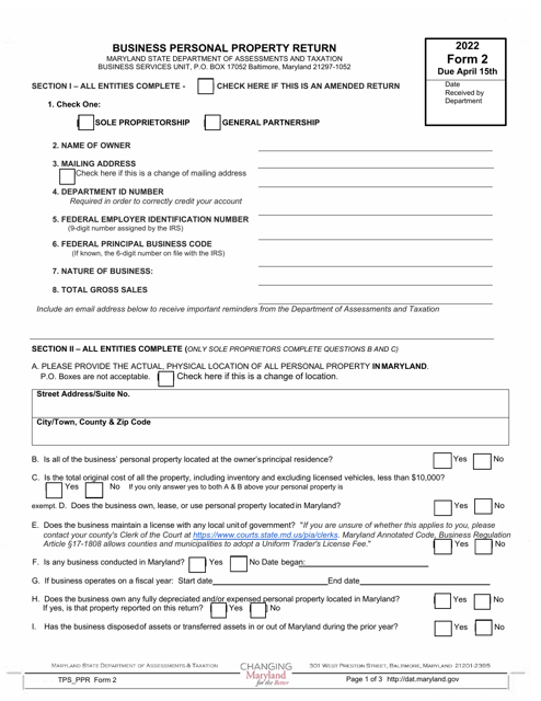 Form 2 2022 Printable Pdf