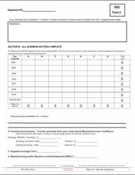 Form 2 Business Personal Property Tax Return - Sole Proprietorship and General Partnerships - Maryland, Page 2