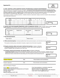 Form 2 Business Personal Property Tax Return - Sole Proprietorship and General Partnerships - Maryland, Page 3