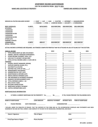 Form RP-6 Apartment Income Questionnaire - Maryland, 2021