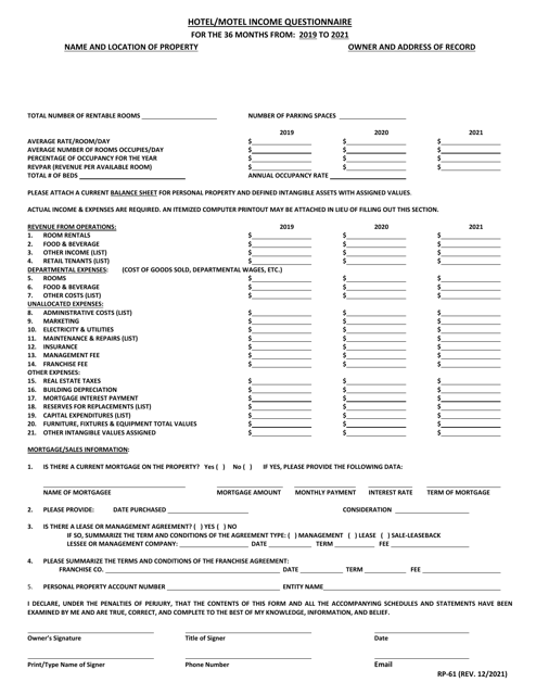 Form RP-61 2021 Printable Pdf