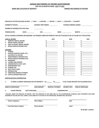 Form RP-60 Garage and Parking Lot Income Questionnaire - Maryland, 2021