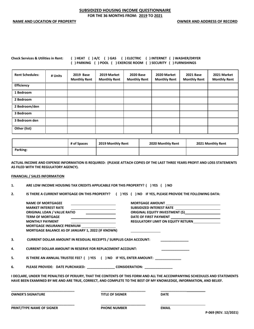 Form P-069 2021 Printable Pdf