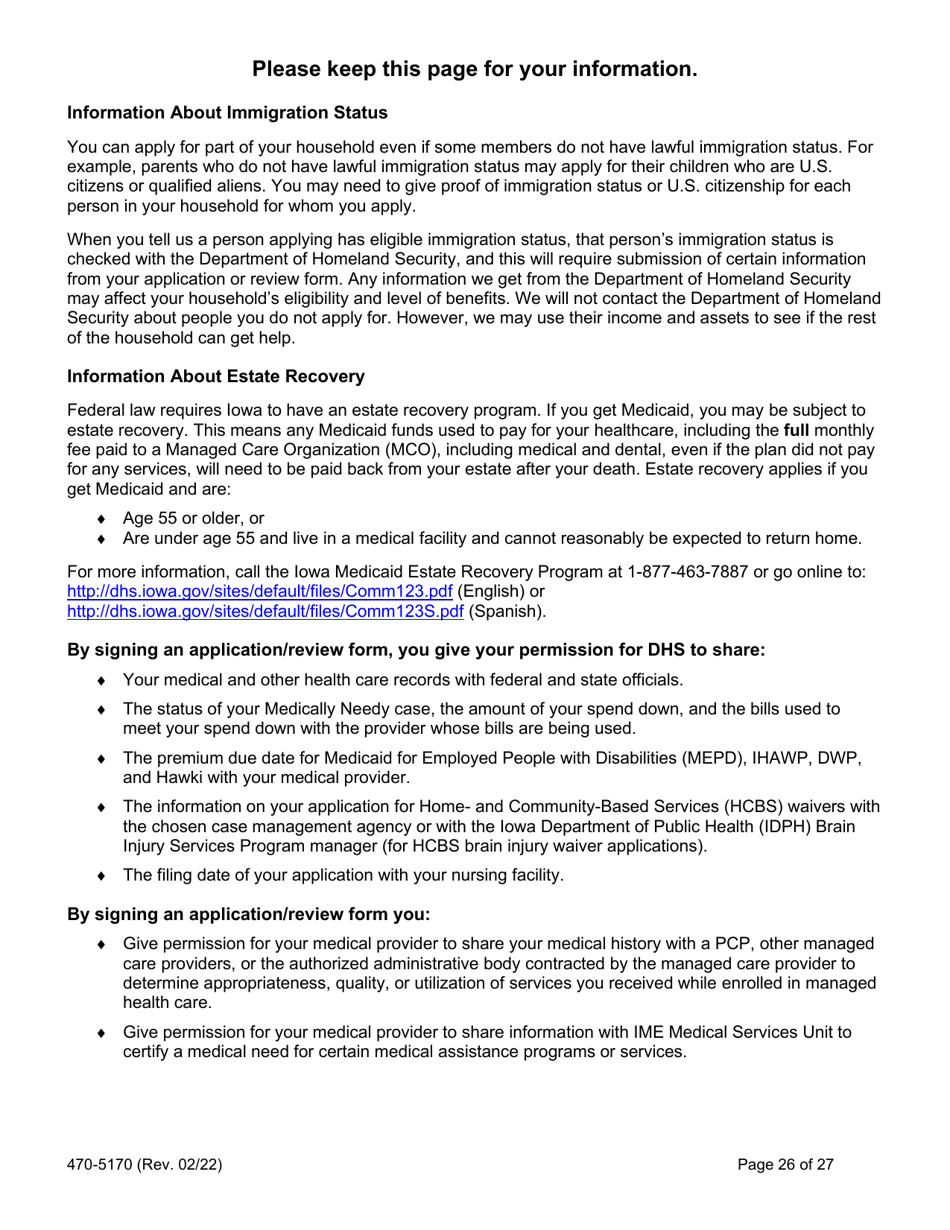 Form 470-5170 Application for Health Coverage and Help Paying Costs - Iowa, Page 28