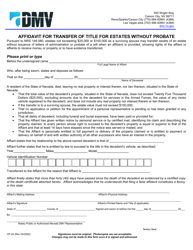 Document preview: Form VP-24 Affidavit for Transfer of Title for Estates Without Probate - Nevada