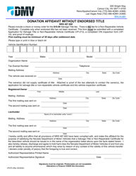 Document preview: Form VP275 Donation Affidavit Without Endorsed Title - Nevada
