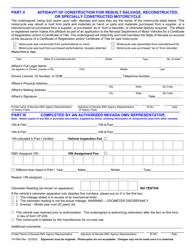 Form VP-64M Certificate of Inspection/Affidavit of Motorcycle/Trimobile Construction - Nevada, Page 2