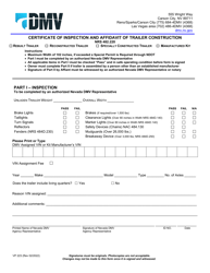 Document preview: Form VP223 Certificate of Inspection and Affidavit of Trailer Construction - Nevada