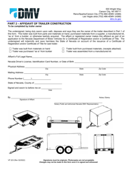 Form VP223 Certificate of Inspection and Affidavit of Trailer Construction - Nevada, Page 2