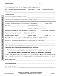 Form CDL-042 Commercial Medical Waiver Evaluation and Application - Nevada, Page 2