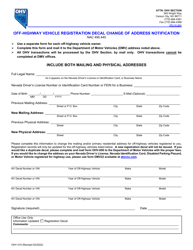 Document preview: Form OHV10 Off-Highway Vehicle Registration Decal Change of Address Notification - Nevada