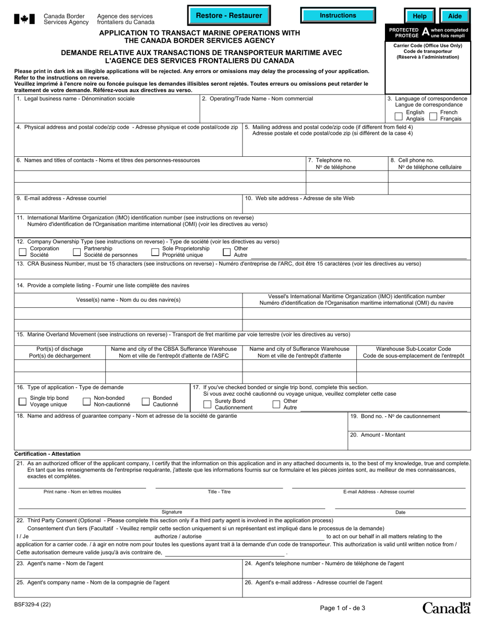 Form BSF329-4 Download Fillable PDF or Fill Online Application to ...