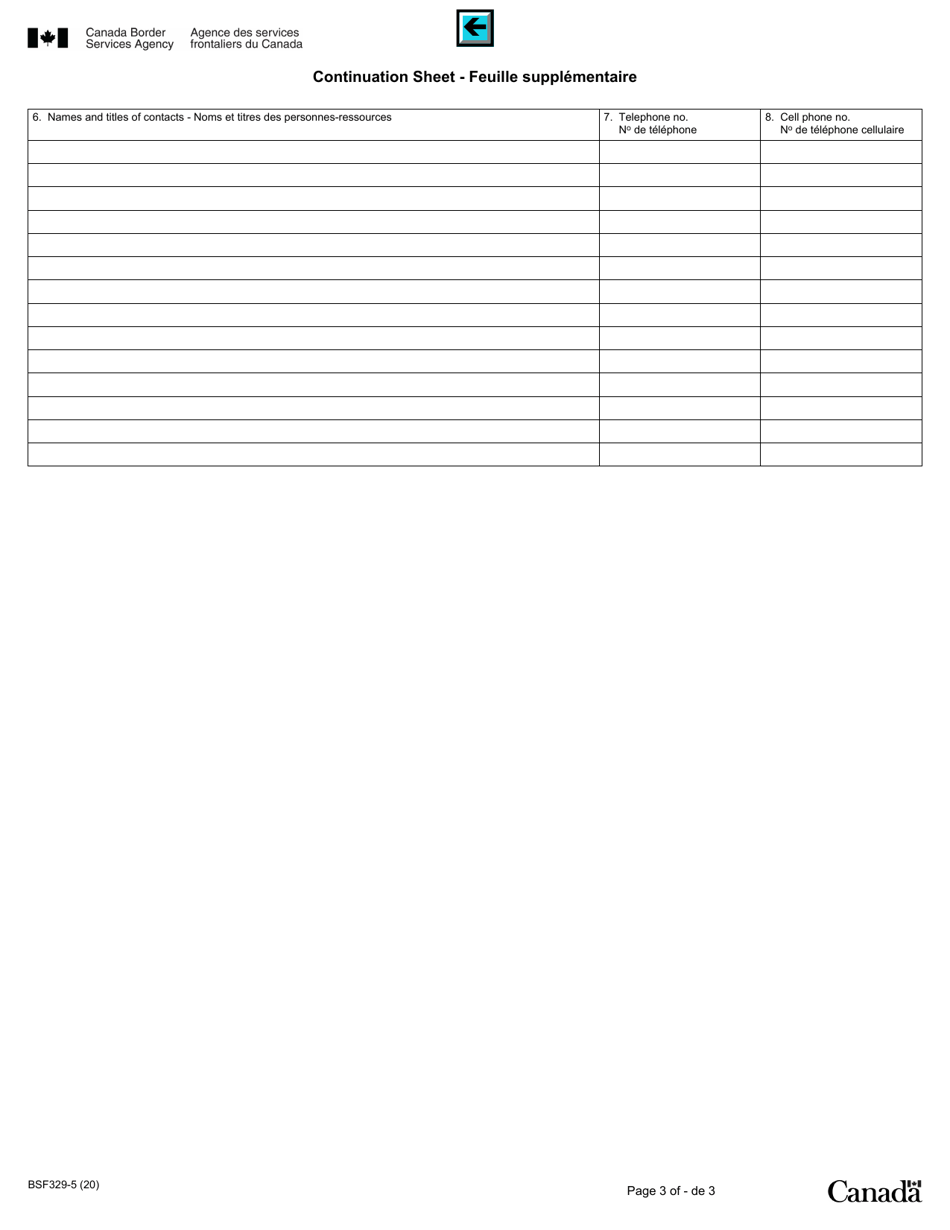 Form BSF329-5 Application to Transact Rail Operations With the Canada Border Services Agency - Canada (English / French), Page 3