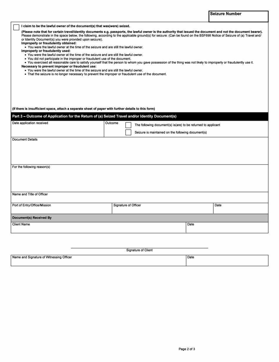 Form BSF699 Download Fillable PDF or Fill Online Application for the ...