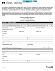 Form BSF905 Marine Export Reporting Application Form - Electronic Data Interchange (Edi) - Canada
