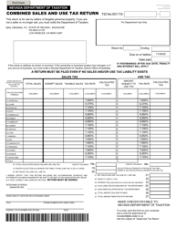 Document preview: Form TXR-01.01C Combined Sales and Use Tax Return - Nevada, 2022