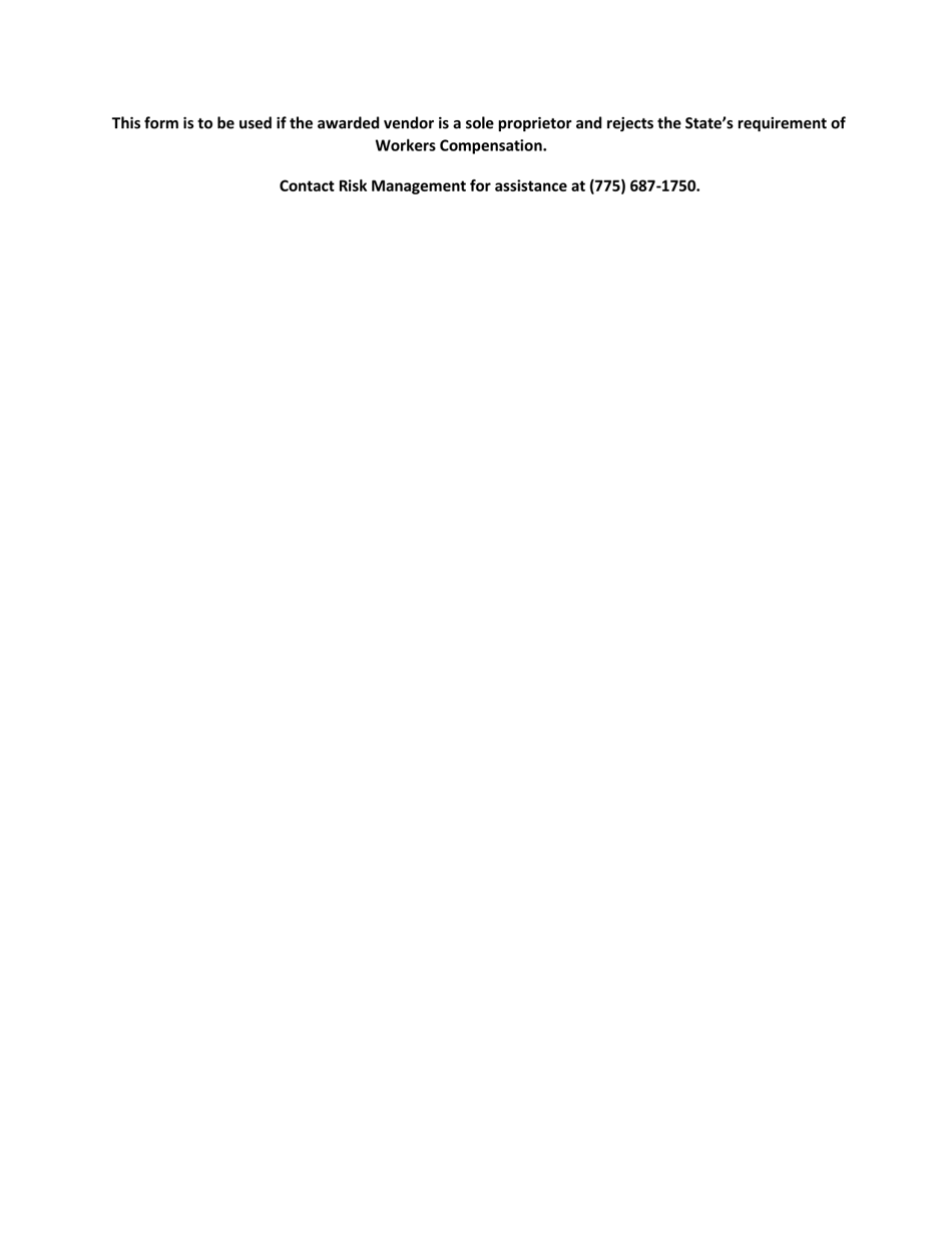 Affidavit of Rejection of Industrial Insurance Coverage - Nevada, Page 1