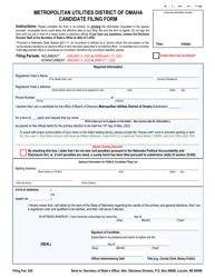 Document preview: Metropolitan Utilities District of Omaha Candidate Filing Form - Nebraska, 2022