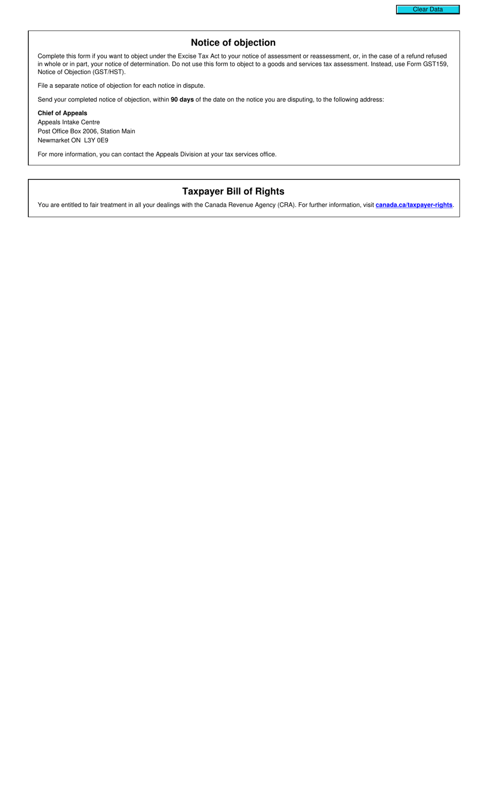 Form E413 Notice of Objection (Excise Tax Act) - Canada, Page 2