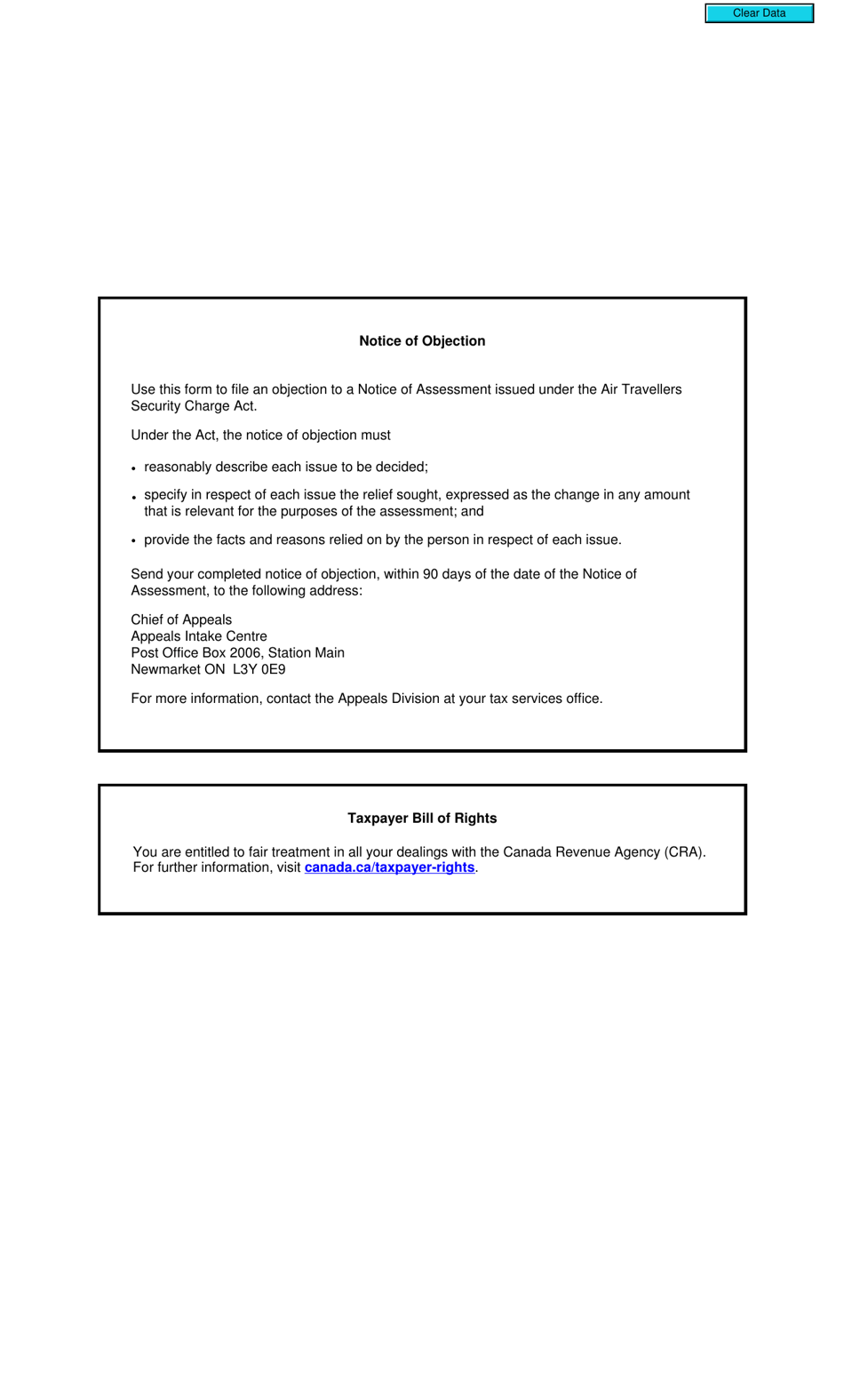 Form E676 Notice of Objection (Air Travellers Security Charge Act) - Canada, Page 2