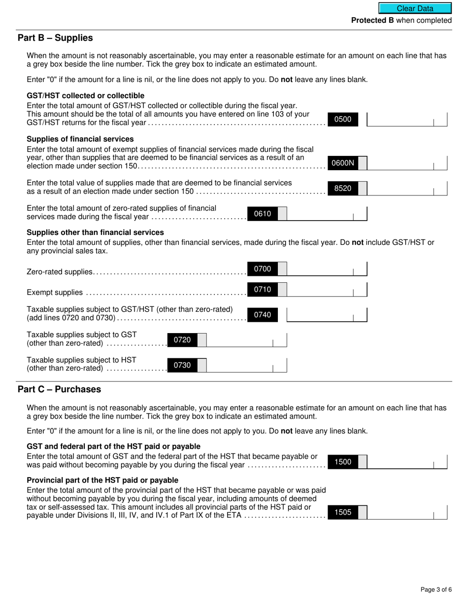 Form GST111 Financial Institution Gst / Hst Annual Information Return - Canada, Page 3