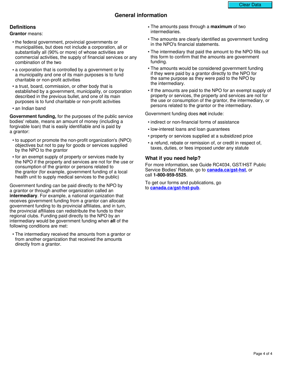 Form GST322 Certificate of Government Funding - Canada, Page 4